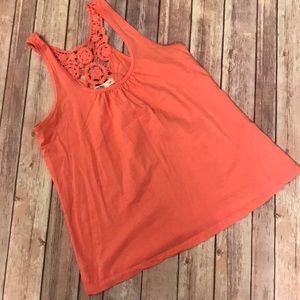 {Old Navy} Coral Crocheted Flowy Racerback Tank